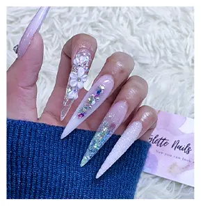 blue pink nail design
