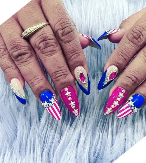 blue red nail design