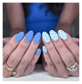 white blue nail design